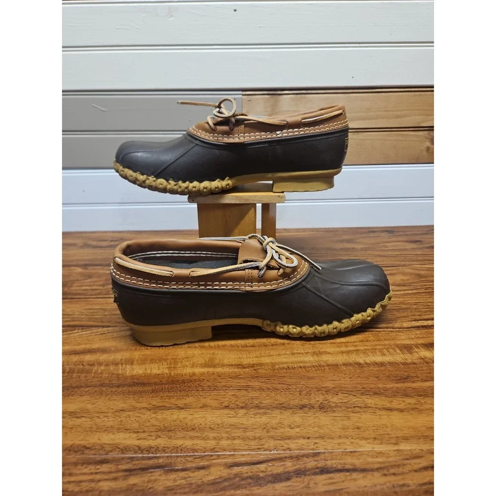 Bean Boots VTG LL Bean Boot Duck Shoes Men 10 USA Leather Gum Rain Moc Tan Brown